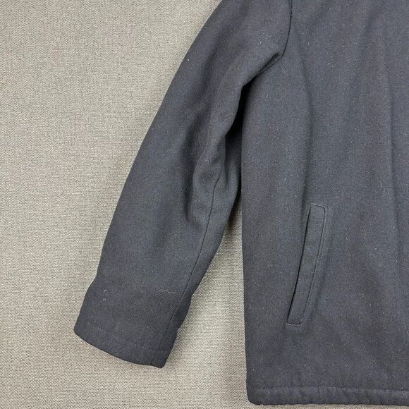 Levis Jacket Mens XL Navy Blue Fleece Sherpa Lined Full Zip Pockets Wool Blend - Picture 2 of 12